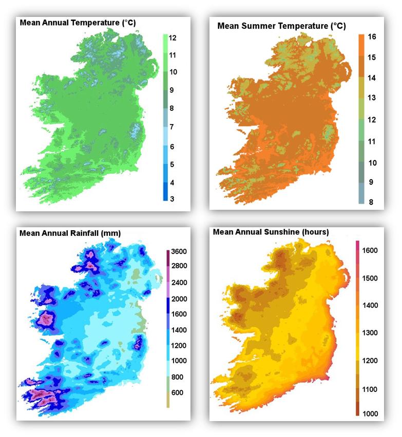 Wetterß und Klimakarten für Irland